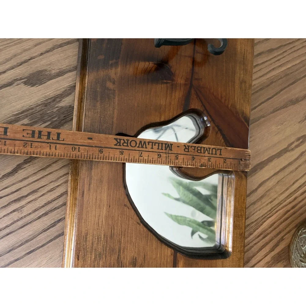 Vintage 1990s Equestrian Wall Hooks Wood Horse Mirror with Coat Hooks